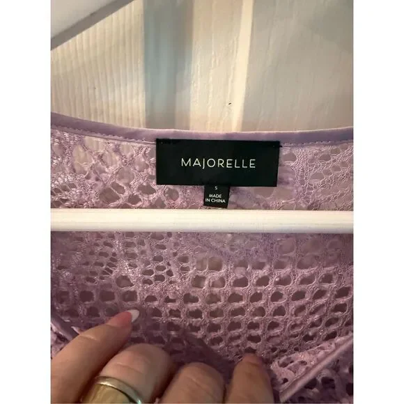 Majorelle Revolve Calvin Lavender Crochet Floral Pattern Crochet Bell Sleeve Dre - Picture 7 of 10